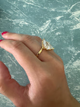 Load image into Gallery viewer, Love Rhinestone Intention Ring pink and gold To Manifest Love, Happiness and Commitment Double Stones