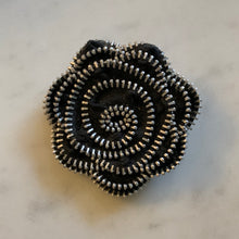 Load image into Gallery viewer, Heart Chakra Intention Boosting Brooch Zip Flower Hand Black Silver Ornament for Joy Health Heart Chakra