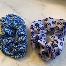 Load image into Gallery viewer, Protection Evil Eye Scrunchie Blue Handmade for Protection Your Energy and Bringing Positivity Cleansed Spiritual Saged Item
