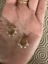 Load image into Gallery viewer, White hoop stud earrings with faux pearls for Removing Obstacles, Problems & Blockages