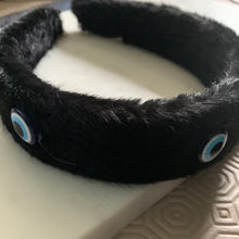 Load image into Gallery viewer, Protection Hairband fluffy black evil eye headband