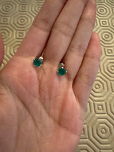 Load image into Gallery viewer, Protection green onyx silver studs earrings for attracting Love, Commitment, Strong Relationships Intention Spiritual Cleansed Saged