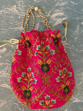 Load image into Gallery viewer, Manifest Your Dreams Embroidered Floral Clutch hand held bucket bag Colourful Craftsmanship Mirror Embroidery Purse