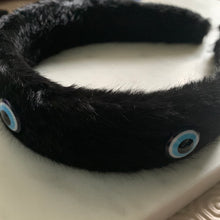 Load image into Gallery viewer, Protection Hairband fluffy black evil eye headband