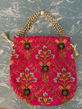 Load image into Gallery viewer, Manifest Your Dreams Embroidered Floral Clutch hand held bucket bag Colourful Craftsmanship Mirror Embroidery Purse