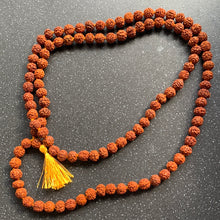 Load image into Gallery viewer, EXTREMELY LUCKY Rudraksha Prayer Beads 108 Mala Religious Handmade Spiritual Meditation bead Gemstone Chakra Intention Jewellery Gift Intention