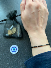 Load image into Gallery viewer, Evil Eye & Protection Manifesting BUNDLE Black (Tie Bracelet, Garlic Pouch and Intention Card)