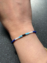 Load image into Gallery viewer, Evil Eye Blue Beaded Intention Tie Manifesting Bracelet to Protect You from negative energies & blockages