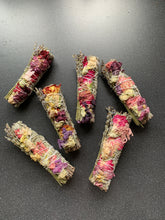 Load image into Gallery viewer, Sage Smudge Stick With Dried Flowers & Lavender for Protection & Cleansing You & Your Space