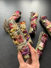 Load image into Gallery viewer, Manifest Your Specific Person Sage Smudge Stick With Dried Flowers & Lavender for Love Twin Flame / Soulmate Protection Healing, Relationships