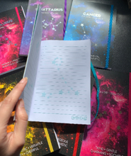 Load image into Gallery viewer, Zodiac Sign Journal Plain Lined Paper Book for Organisation, Studying, Journal, Elastic Planner, Ideas Lists Astrology 21 x 14cm