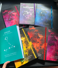 Load image into Gallery viewer, Zodiac Sign Journal Plain Lined Paper Book for Organisation, Studying, Journal, Elastic Planner, Ideas Lists Astrology 21 x 14cm