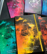 Load image into Gallery viewer, Zodiac Sign Journal Plain Lined Paper Book for Organisation, Studying, Journal, Elastic Planner, Ideas Lists Astrology 21 x 14cm