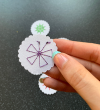 Load image into Gallery viewer, Chakra Healing Cleansing Embroidered Cards Set of 7 Boost chakras Throat Chakra, Crown, Root, Sacral, Heart, Third Eye Solar Plexus card