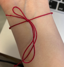 Load image into Gallery viewer, Root Chakra Intention Tie Bracelet Red Cotton Bracelet for Base Stability, Security, Purpose & Pleasure in Life