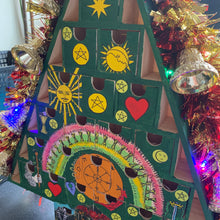 Load image into Gallery viewer, Tarot Advent Calendar Christmas Tree with Affirmation Intention Bracelets Limited Edition Spiritual Handmade Fairy Lights, Tinsel Decoration
