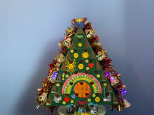 Load image into Gallery viewer, Tarot Advent Calendar Christmas Tree with Affirmation Intention Bracelets Limited Edition Spiritual Handmade Fairy Lights, Tinsel Decoration