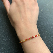 Load image into Gallery viewer, Tarot Soft Tie Yellow Gold Red Intention Tie Bracelet for Intense Spirituality Kabbalah Connecting to Tarot Cards