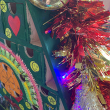 Load image into Gallery viewer, Tarot Advent Calendar Christmas Tree with Affirmation Intention Bracelets Limited Edition Spiritual Handmade Fairy Lights, Tinsel Decoration