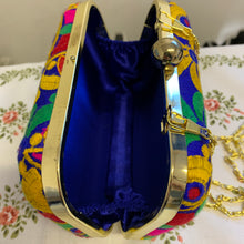 Load image into Gallery viewer, Manifest Your Dreams Embroidered Floral Clutch Colourful Craftsmanship Mirror Embroidery Purse with Long Chain
