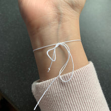 Load image into Gallery viewer, Yoga Bracelet for Energy, Pranayama Vitality, Metabolism, Strength and Confidence Silver Spiritually Charged Soft Tie White Cotton Bracelet