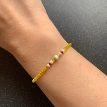 Load image into Gallery viewer, Reiki Aura Intention Bracelet Adjustable Cotton Yellow Tie also for Relaxation, Healing, Well-Being Spiritually Charged Japanese Effect