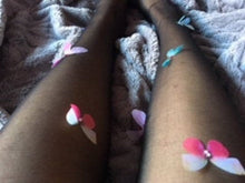Load image into Gallery viewer, Make Any Wish Come True Black Butterfly Applique Tights Panty Hose Handmade With Fabric Butterflies and Jewel Gems Dress Up Hosiery