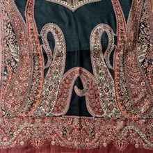 Load image into Gallery viewer, Love Paisley Pashmina Shawl Scarf Hand Beaded Red, Black Burgundy, Orange, Black Cream Tarot Style Design Warm Soft 100% Cashmere Blend Fabric