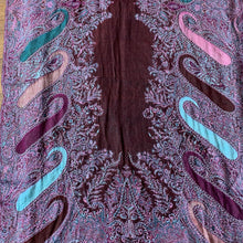Load image into Gallery viewer, Love Paisley Pashmina Shawl Scarf Hand Beaded Teal, Red, Pink, Blue, Purple, Cream Tarot Style Design Warm Soft 100% Cashmere Blend Fabric