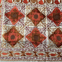 Load image into Gallery viewer, Law of Attraction Hand Embroidered Floral Pashmina Shawl Scarf White Cream Orange Sparkly Design Flower Embroidery Design Warm Soft 100% Cashmere Blend Fabric