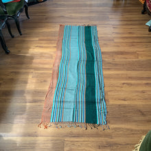Load image into Gallery viewer, Peace Heart Chakra Pashmina Stripe Vertical Pattern Reversible Wear Both Ways Shawl Scarf Green, Blue Pink Multicolour Warm Soft 100% Cashmere Blend Fabric