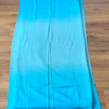 Load image into Gallery viewer, Healing & Peace Pashmina Blue Ombre Pattern Reversible Wear Both Ways Shawl Scarf Baby Blue Turquoise Multicolour Warm Soft 100% Cashmere Blend Fabric