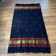 Load image into Gallery viewer, Success Hand Embroidered Floral Mirror Work Oswal Woollen Shawl Scarf Black and White Design Embroidery Warm Soft 100% Wool Border Fabric