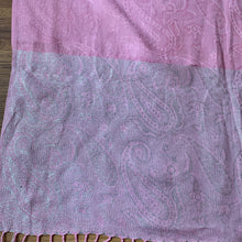 Load image into Gallery viewer, Love Pashmina Paisley Pink Tassel Reversible Wear Both Ways Shawl Scarf Silver Pastel Pink Woven Work Warm Soft 100% Cashmere Blend Fabric