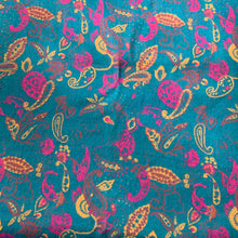 Load image into Gallery viewer, Peace Intention Floral Paisley Block Print Oswal Woollen Shawl Scarf Blue Pink Design Embroidery Warm Soft 100% Wool Border Fabric