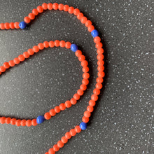Load image into Gallery viewer, Law Of Attraction Over The Head Beaded Orange and Cornflower Blue for Manifesting Faux Pearl Fashion Statement Intention Jewellery