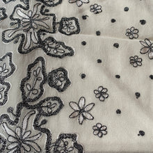 Load image into Gallery viewer, Make Your Wishes Come True Hand Embroidered Floral Pashmina Shawl Scarf White Grey Silver Sparkly Design Flower Embroidery Design Warm Soft 100% Cashmere Blend Fabric
