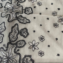 Load image into Gallery viewer, Make Your Wishes Come True Hand Embroidered Floral Pashmina Shawl Scarf White Grey Silver Sparkly Design Flower Embroidery Design Warm Soft 100% Cashmere Blend Fabric