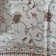 Load image into Gallery viewer, Yin & Yang Hand Embroidered Floral Pashmina Shawl Scarf Black and White Flower Leaves Embroidery Warm Soft 100% Cashmere Blend
