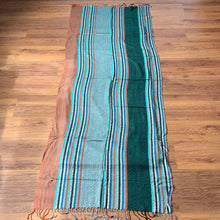Load image into Gallery viewer, Peace Heart Chakra Pashmina Stripe Vertical Pattern Reversible Wear Both Ways Shawl Scarf Green, Blue Pink Multicolour Warm Soft 100% Cashmere Blend Fabric