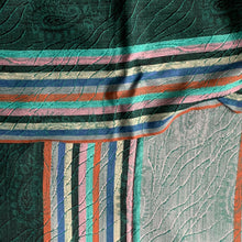 Load image into Gallery viewer, Peace Heart Chakra Pashmina Stripe Vertical Pattern Reversible Wear Both Ways Shawl Scarf Green, Blue Pink Multicolour Warm Soft 100% Cashmere Blend Fabric