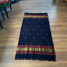 Load image into Gallery viewer, Success Hand Embroidered Floral Mirror Work Oswal Woollen Shawl Scarf Black and White Design Embroidery Warm Soft 100% Wool Border Fabric