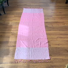 Load image into Gallery viewer, Love Pashmina Paisley Pink Tassel Reversible Wear Both Ways Shawl Scarf Silver Pastel Pink Woven Work Warm Soft 100% Cashmere Blend Fabric