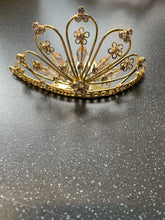 Load image into Gallery viewer, Good Luck Crown Tiara Hair Piece Decoration with Grips Gold Rhinestones for Prom, Wedding Quinceanera party Queen Princess Headpiece Jewellery