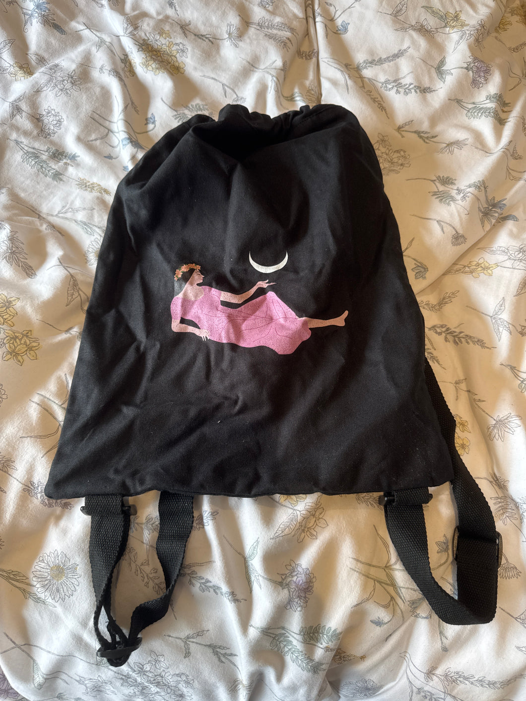 Manifest TRUE LOVE, LONGTERM COMMITMENT, MARRIAGE Moonlight Guidance Cotton Backpack bag with inside zip pocket and toggle closure