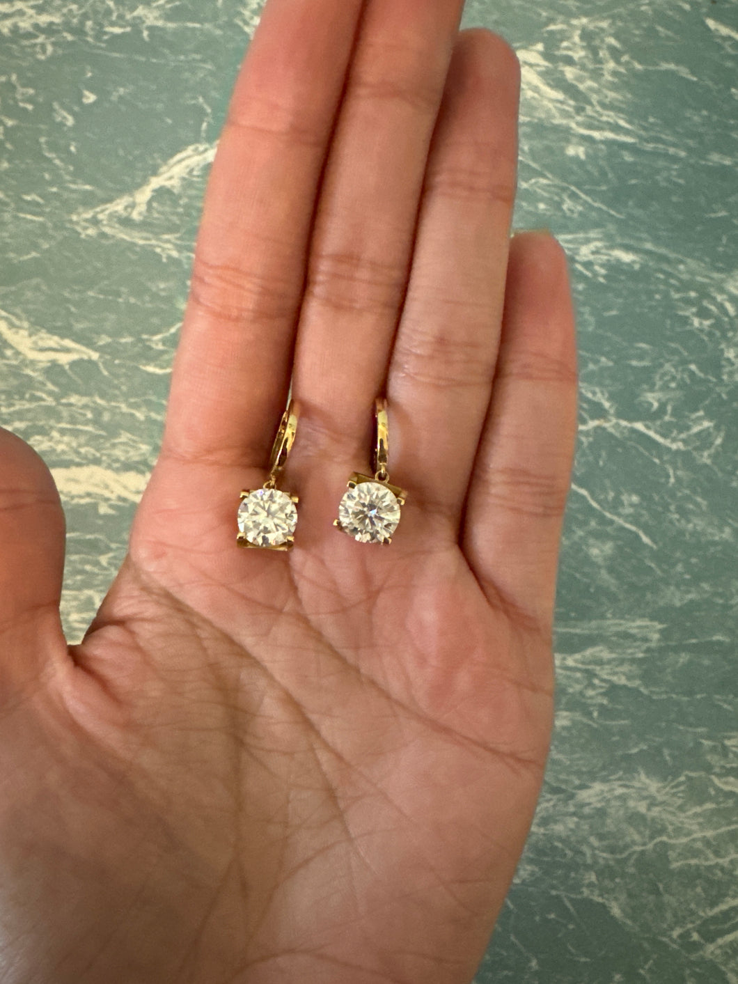 Manifest Evil Eye Protection Energy REAL Moissanite drop earrings 18ct yellow gold 2 carat