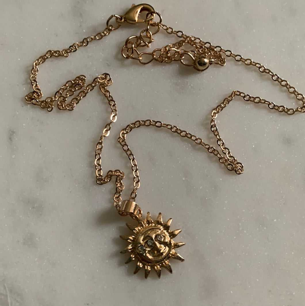 Sun Love Intention Pendant Gold for Attracting Love, Commitment and Heart Chakra, Solar Plexus Statement Intention Jewellery