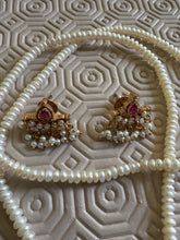 Load image into Gallery viewer, Love Manifesting necklace and earrings set for manifesting the love of your dreams with faux pearls over the head necklace
