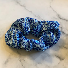 Load image into Gallery viewer, Protection Evil Eye Scrunchie Blue Handmade for Protection Your Energy and Bringing Positivity Cleansed Spiritual Saged Item
