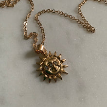 Load image into Gallery viewer, Sun Love Intention Pendant Gold for Attracting Love, Commitment and Heart Chakra, Solar Plexus Statement Intention Jewellery
